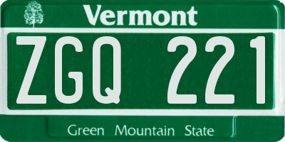 VT license plate ZGQ221