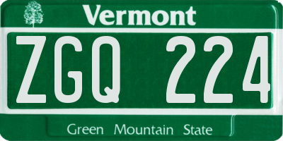 VT license plate ZGQ224