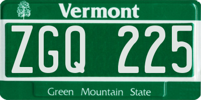 VT license plate ZGQ225