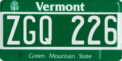 VT license plate ZGQ226