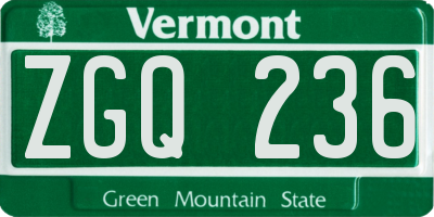 VT license plate ZGQ236