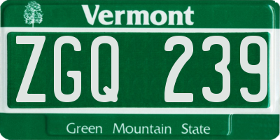 VT license plate ZGQ239