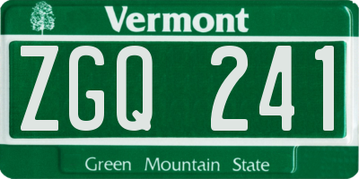 VT license plate ZGQ241