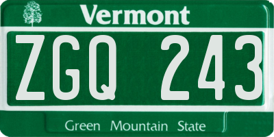 VT license plate ZGQ243