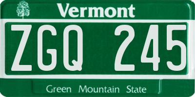 VT license plate ZGQ245