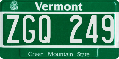 VT license plate ZGQ249
