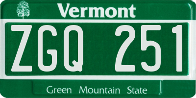 VT license plate ZGQ251