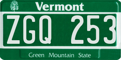 VT license plate ZGQ253