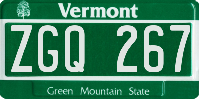 VT license plate ZGQ267