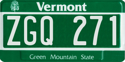 VT license plate ZGQ271