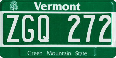 VT license plate ZGQ272