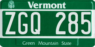 VT license plate ZGQ285