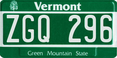 VT license plate ZGQ296