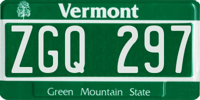 VT license plate ZGQ297