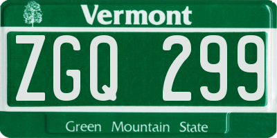 VT license plate ZGQ299