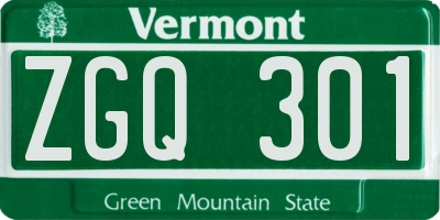 VT license plate ZGQ301