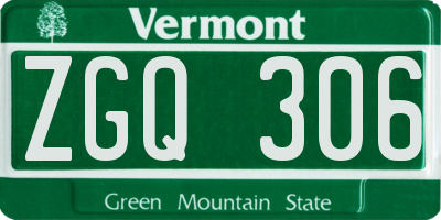 VT license plate ZGQ306