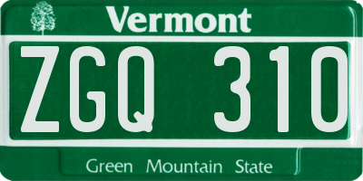 VT license plate ZGQ310