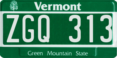 VT license plate ZGQ313
