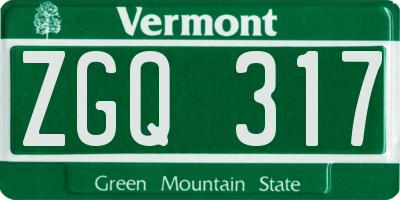 VT license plate ZGQ317