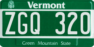 VT license plate ZGQ320