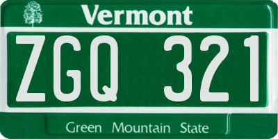 VT license plate ZGQ321