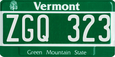 VT license plate ZGQ323