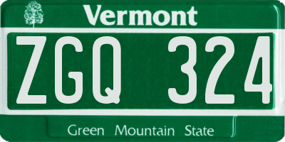 VT license plate ZGQ324