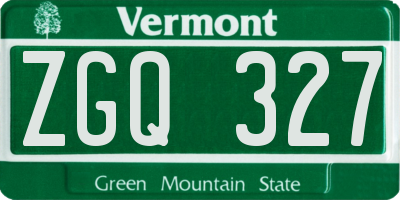 VT license plate ZGQ327