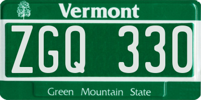 VT license plate ZGQ330