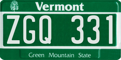 VT license plate ZGQ331