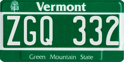VT license plate ZGQ332