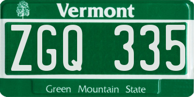 VT license plate ZGQ335