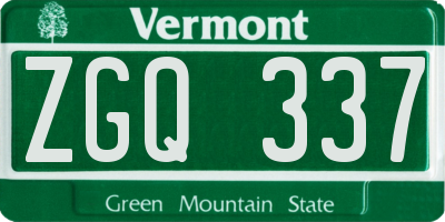 VT license plate ZGQ337