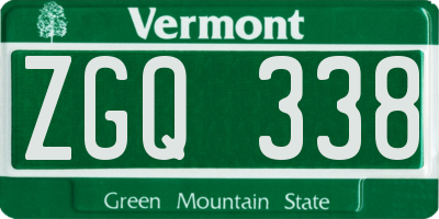 VT license plate ZGQ338