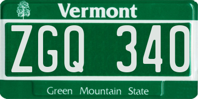VT license plate ZGQ340