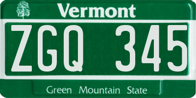 VT license plate ZGQ345