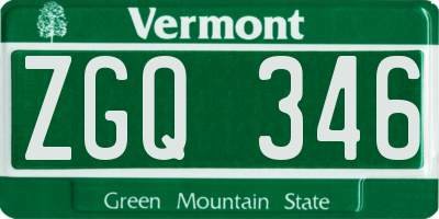VT license plate ZGQ346