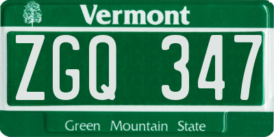 VT license plate ZGQ347
