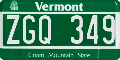 VT license plate ZGQ349