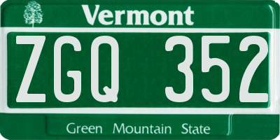 VT license plate ZGQ352