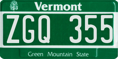 VT license plate ZGQ355