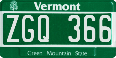 VT license plate ZGQ366