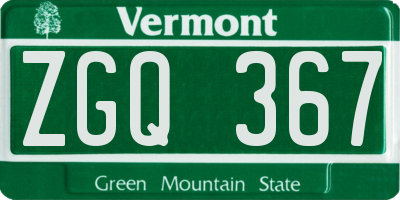 VT license plate ZGQ367