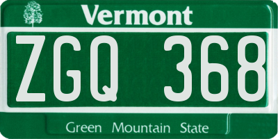 VT license plate ZGQ368