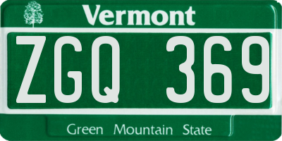 VT license plate ZGQ369