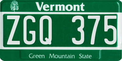 VT license plate ZGQ375