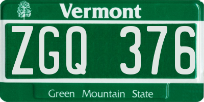 VT license plate ZGQ376