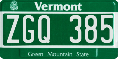 VT license plate ZGQ385