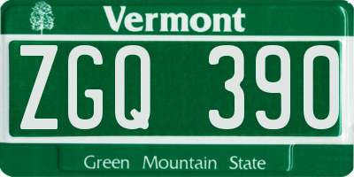 VT license plate ZGQ390
